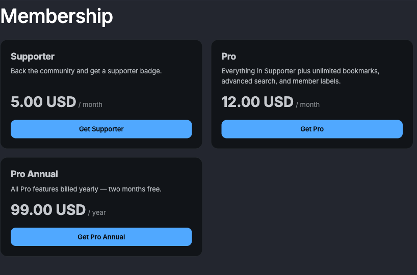 The member-facing pricing page where a plan's price, discount, and tax lead into checkout